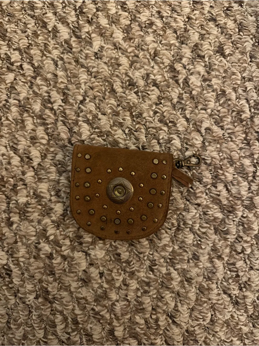 Free People Leather Suede Studded Coin Pouch